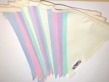 Pastel 10 mtr bunting Shabby chic Wedding / Party pink, lilac, blue, cream, mint
