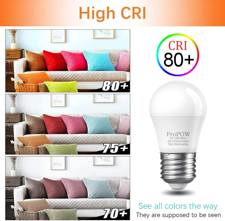 3W LED Bulb Equivalent 25 Watt Light Bulbs, A15 Soft White 2700K Energy Saving - Image 3 of 4