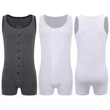 Herren Sexy Einteiler Bodysuit mit Bein Unterhemd Herrenbody Overall Unterwäsche