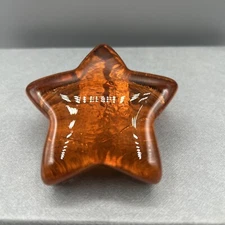 Signed 2001 Fire and Light Recycled Glass Aqua Blue Star Paperweight 3”