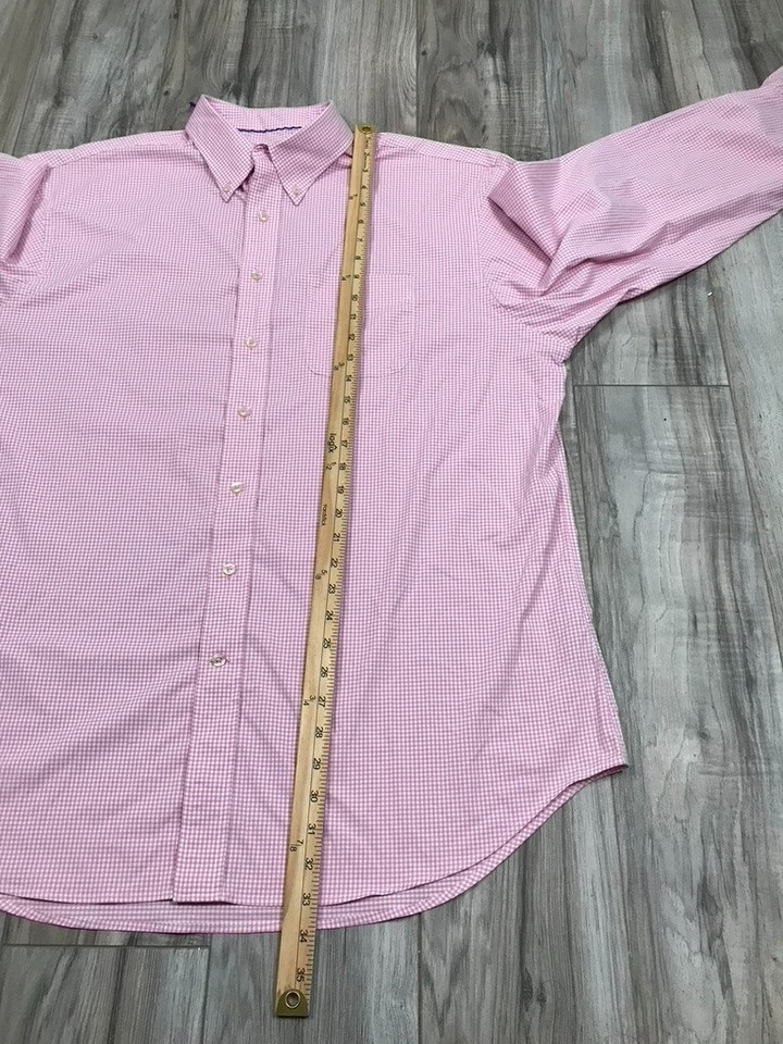 Donald Ross Long Sleeve Button Shirt Men's XL Pink Gingham Check