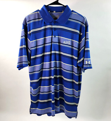 Under Armour Mens Shirt Large Blue Stripe ''de Anza Country Club'' Golf Polo Loose