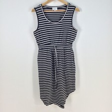 Alletta womens dress size M fit flare black striped sleeveless round neck 076692