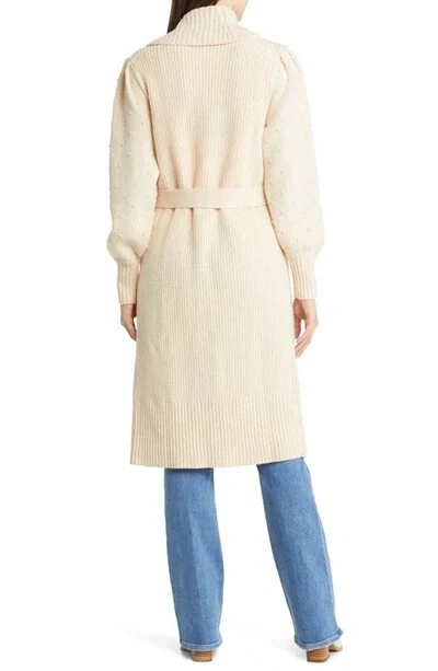 NUEVO PAIGE Loredana Cárdigan Largo Mezcla Lana Frente Abierto En Beige Talla M #S7028 Foto 3 de 4