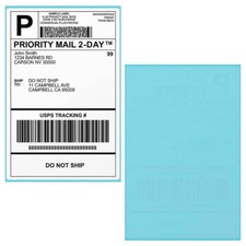 Blue 4x6 Shipping Labels 500 Fanfold - Auto-Folding Direct Thermal for Zebra 