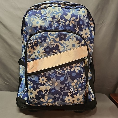 Mochila con ruedas LL Bean Deluxe 19" azul de viaje escolar bolsa de tracción con ruedas