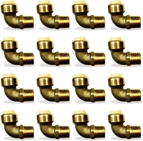 Push-fit Fittings 1/2"x 1/2" Male NPT Threaded Elbow Push-to-Connect Pack of 20