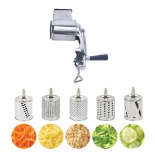 Manual Kitchen Rotary Grater Mill Vegetable Cheese Slicer Nut Grinder Heavy Duty