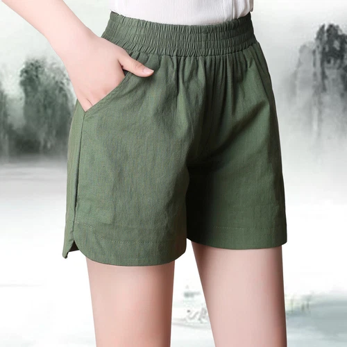 Summer Women's Casual Linen Shorts Trunks Ladies Elastic Waist Beach Short Pants - Picture 8 of 40