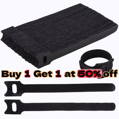 50-100pcs Cable Straps Wire Cord Hook Loop Ties Reusable Fastening Organizer Lot