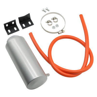 Universal Radiator Coolant Catch Tank Overflow Reservoir Silver Aluminum Silver