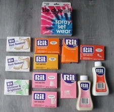 NOS RIT DYE POWDER/LIQUID/ RUST REMOVER WHITENER & BRIGHTENER / +SPRAY SET KIT!
