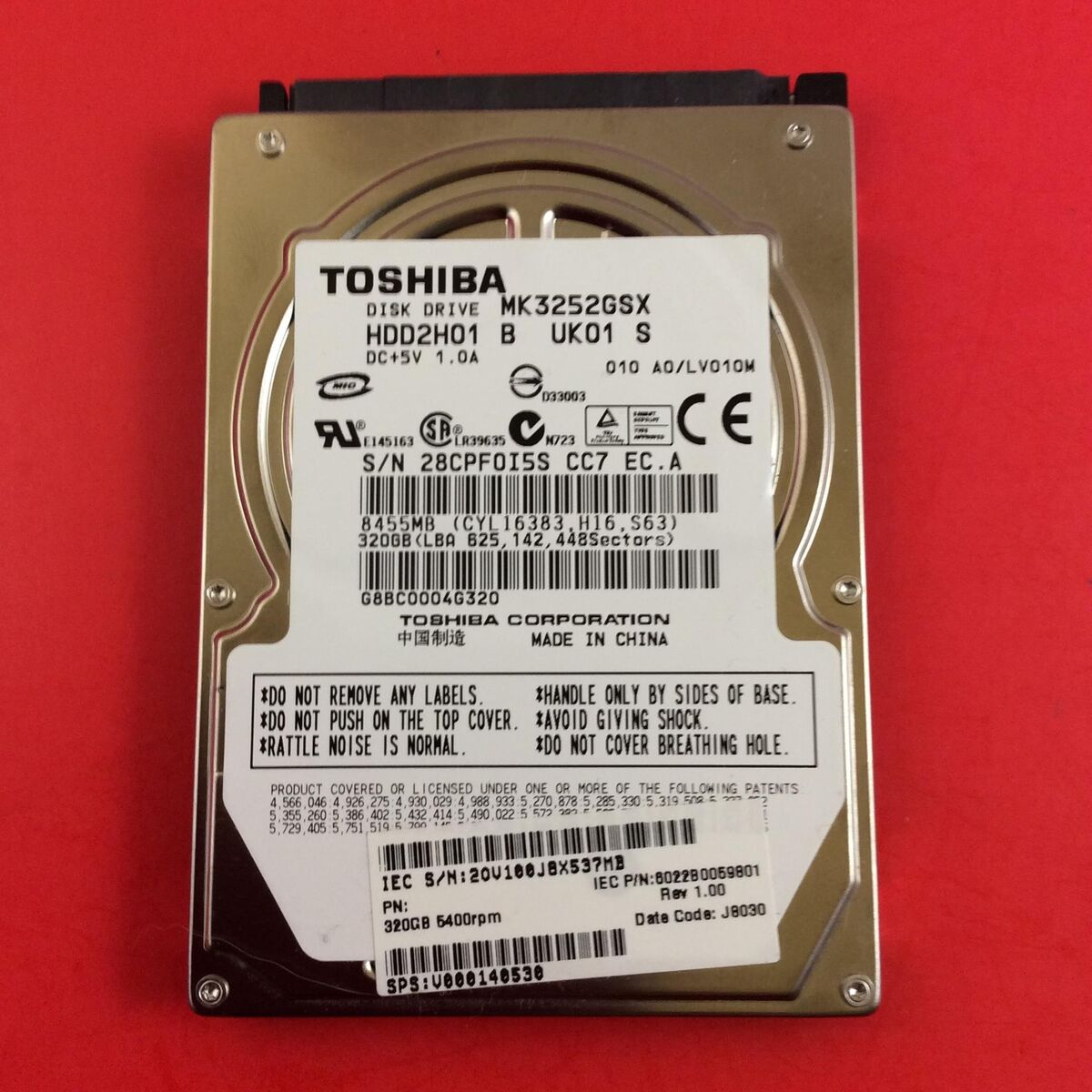 320GB Toshiba MK3252GSX Hard Drive Sata 2.5 HDD2H01 A0 320GB Toshiba MK3252GSX Hard Drive Sata 2.5 HDD2H01 A0