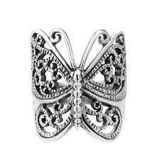 Elegantly Handcrafted Sterling Silver Butterfly Wrap-Around Ring - 7