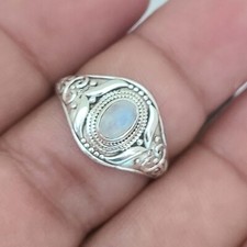 Natural Rainbow Moonstone 925 Sterling Silver Handmade Ring All Size Available