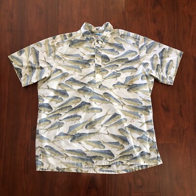 Reyn Spooner Gyotaku By Naoki Mahi Fish Shirt XXXL Pullover Style