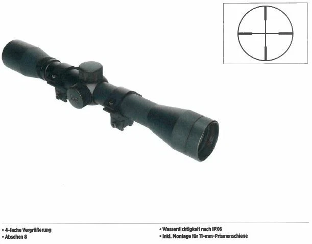 Walther UX Zielfernrohr mit Absehen 8, RS 4 x 32 Fernrohr Luftgewehr 11mm  21545 - Bild 3 von 4