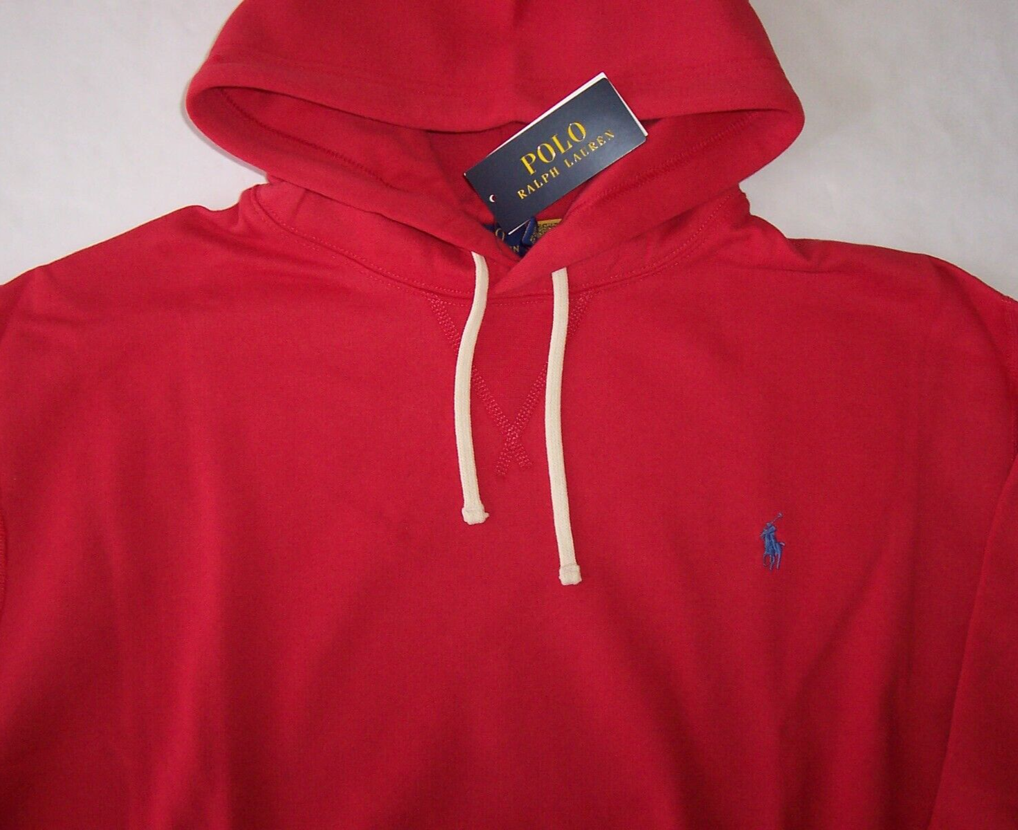 Polo Ralph Lauren STARBOARD RED Fleece Felpa con Cappuccio Uomo 4XB BLU PONY Nuova con etichette