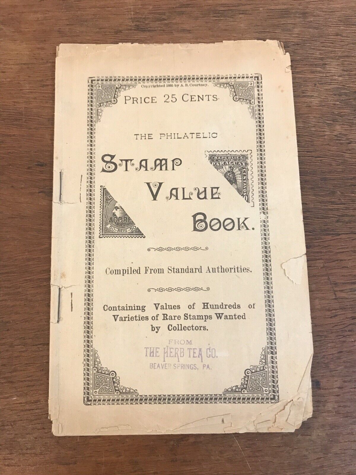 ANTIQUE RARE 1895 philatélique timbre valeur livre brochure par A.B. Courtney (E1)