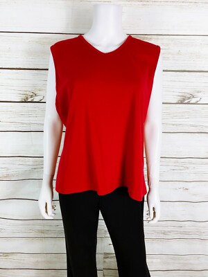 White Stag Womens Top Size 14W/16W Red V-Neck Pullover Sleeveless