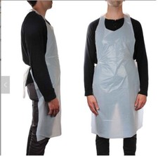 20 Micron Disposable Polythene Plastic Aprons White PPE Flat Pack