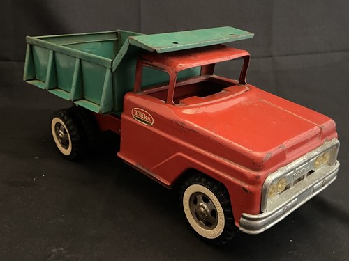 Vintage Tonka Red Cab Green Box Dump Truck, Pressed Steel Nice! - Picture 7 of 11