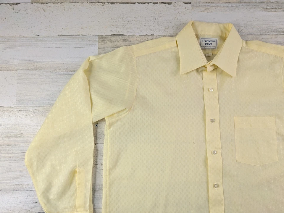 Camisa Flecha Vintage Años 70 80 Para Hombre 16.5 34 Amarilla Estampado Geométrico Abotonada Foto 3 de 4