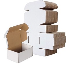 6x4x3 Shipping Boxes Set of 50, White Small Corrugated Cardboard Box, Mailer Box