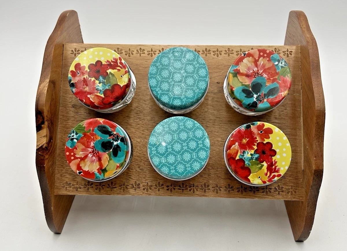 Pioneer Woman Wild Flower Whimsy Spice Rack With Six Jars Rustic Farmhouse