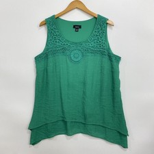 ALYX Womens Top Plus Size 1X Green Sleeveless Blouse Relaxed