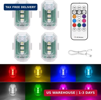 4PCS Wireless LED Strobe Lights with Remote Control, 8 Colors USB Rechargeable A