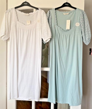 BNWT Marks & Spencer pure cotton broderie trim nightdresses - white or blue
