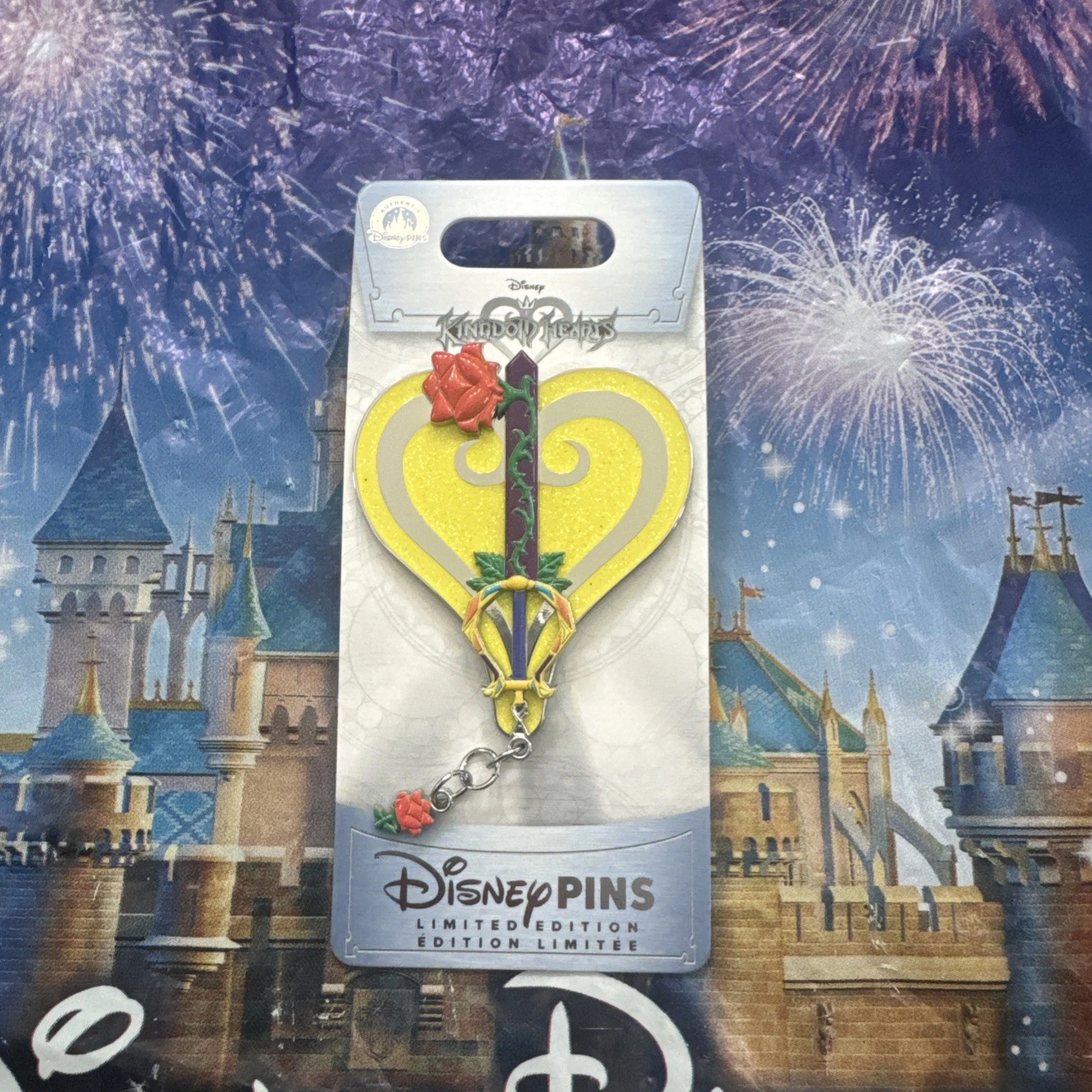 DISNEY KINGDOM HEARTS DIVINE ROSE KEYBLADE BEAUTY BEAST BELLE PIN 5/12 LE 4000