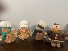 Gingerbread Plush Christmas Ornaments Set of 4 Hanging Decor Figures
