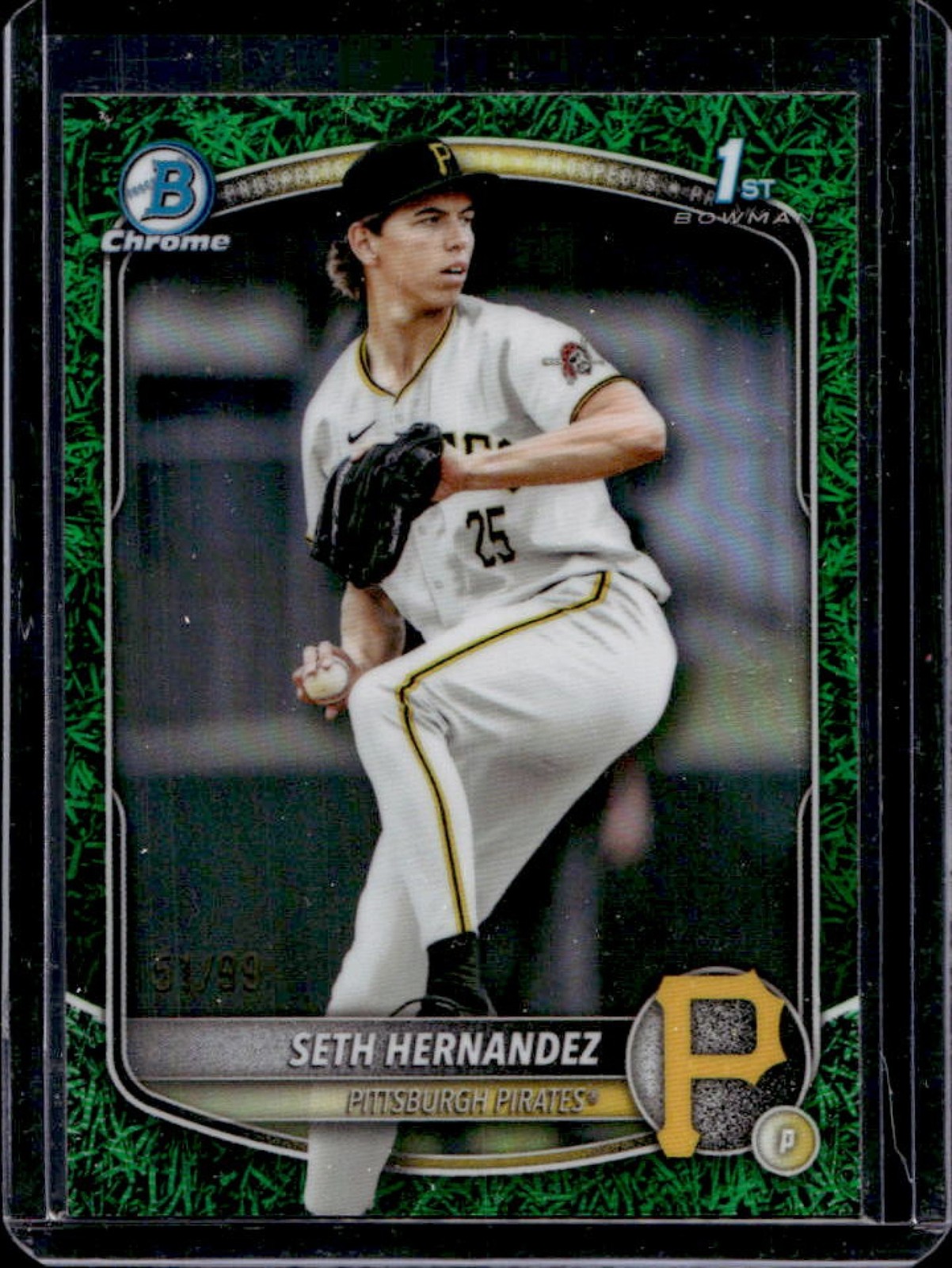 2025 Bowman Draft Seth Hernandez Chrome Green Grass Refractor 1st #/99 Pirates