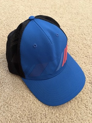 Adidas Golf Men's OSFM 2018 Adjustable Striped Trucker Blue Hat DT2198 GREAT