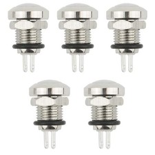 5 PCS 8mm Momentary Push Button Switch, 1A 24V 1NO, Mini, Round, Metal