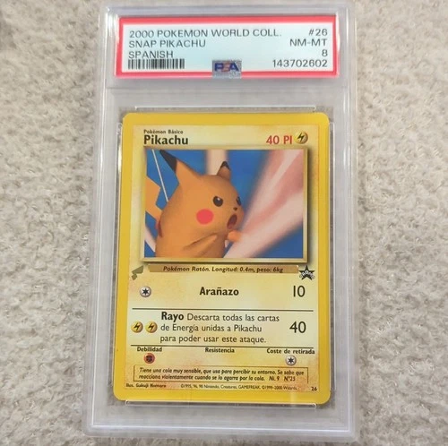 Pokémon Snap Pikachu 26 Spanish 2000 World Coll. Promo Regular PSA 8 Wotc