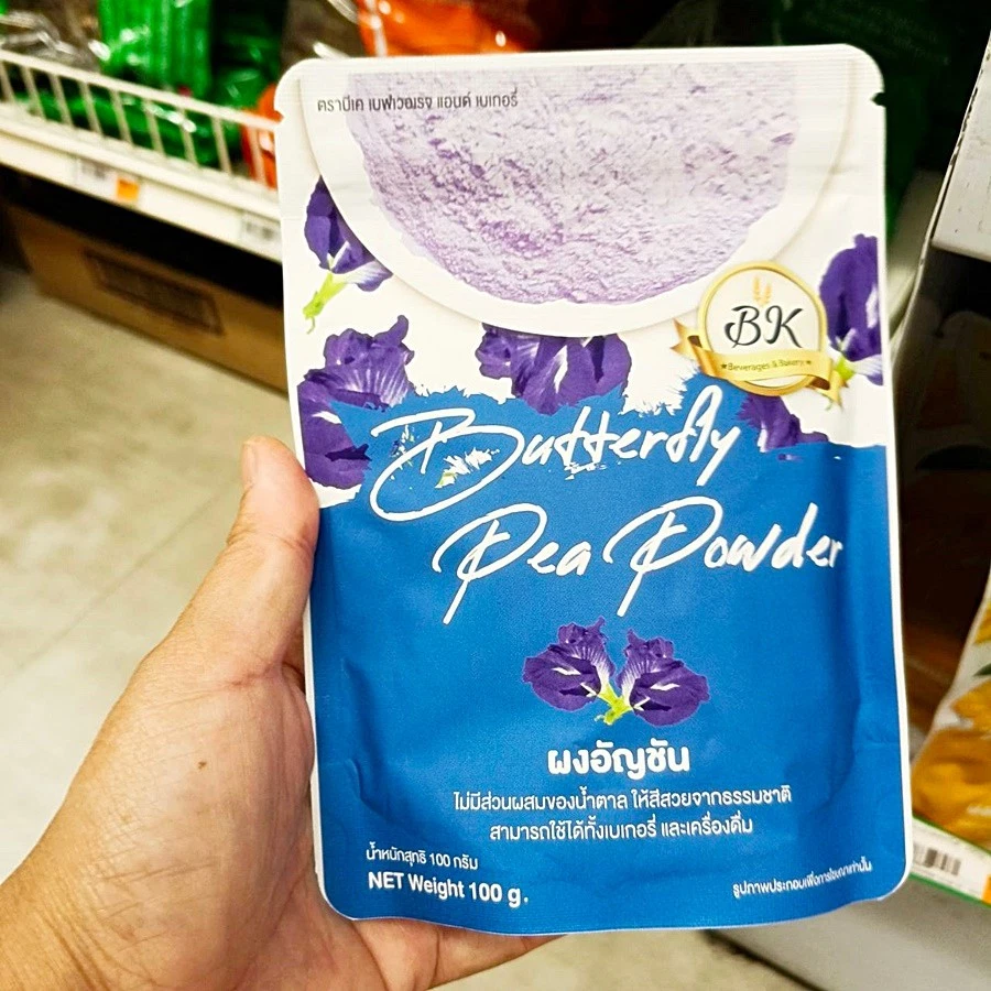 4 x 100g. BK 纯蝴蝶豌豆粉天然食品着色甜点烘焙 — 第 2/4 张图片