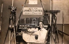 Wagoner Oklahoma Interior View Surveyor Occupational RPPC Photo Postcard COPY