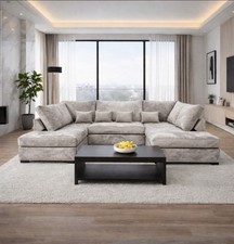 New U Shape Sofa L Shape Sale  Price Corner Fabric plush pebble