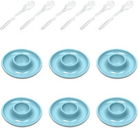 6 Eierbecher, Rund, ø10 Cm + 6 EierlöFfel 14,5 Cm, Hochwertiger Kunststoff, Punt