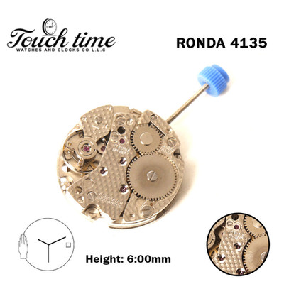 RONDA 4135 Swiss Watch Movement-3 Hands-White Disk At 3-Black Number-H:6.00mm.