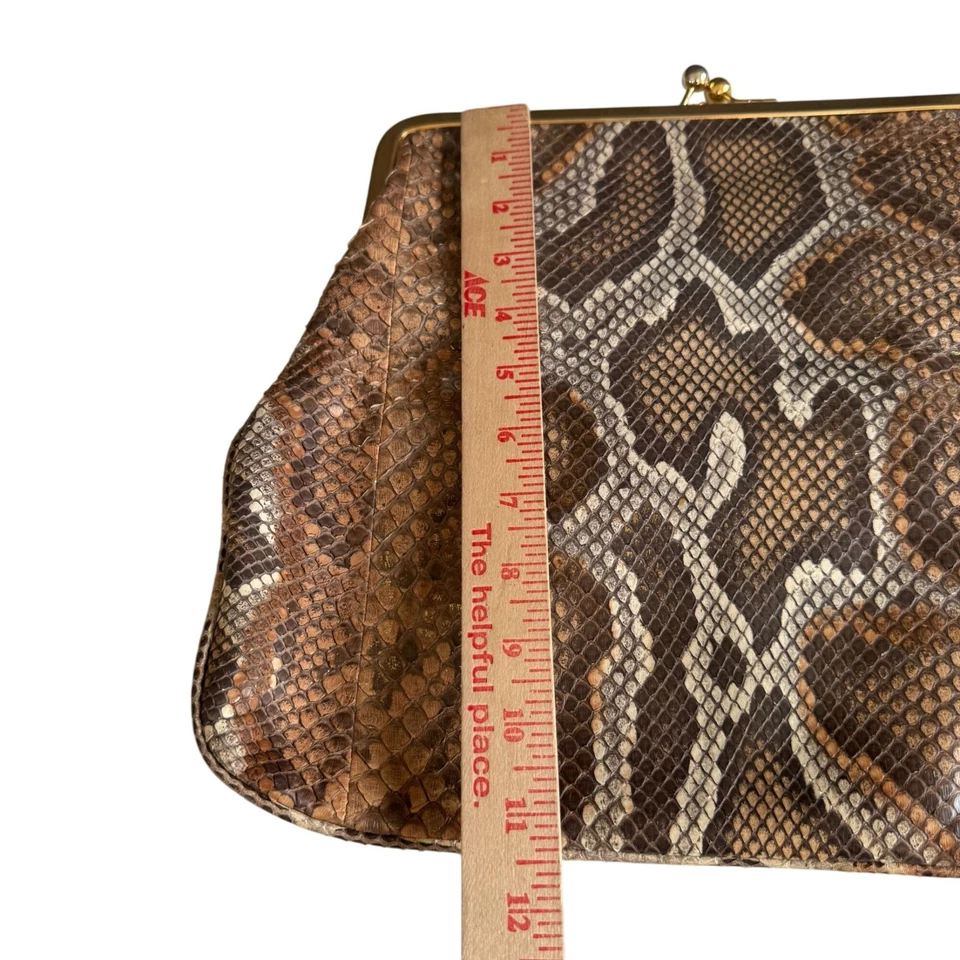 Vintage Jane August Snakeskin Python Kiss-Lock Frame Clutch Women - Image 2 of 4