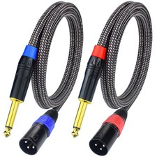Unbalanced 1/4 TS Mono to XLR Male Microphone Cable, 15Feet 6.35mm Quarter in...