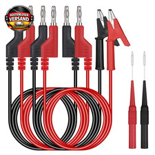 Hejo 6 St&uuml;ck Messleitungen Set Mit Krokodilklemmen Kabel, 4 St&uuml;ck 4Mm Bananenste