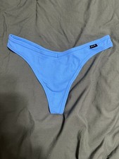 Victoria's Secret PINK Ribbed Thong Size Medium Blue HTF NWT Deadstock