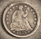1853 LIBERTY SEATED HALF DIME WITH ARROWS ** A VERY GOOD COIN ** (7868)