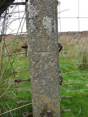 Foto 6x4 OS Benchmark - Brown Clee, Zaunpfosten SE von Memorial Cockshut für c2017