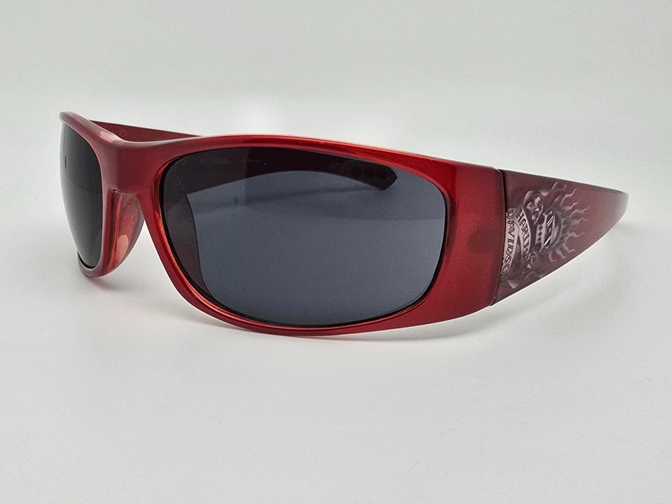 Gafas de sol Harley Davidson HDS 5001 BU-3 marco rojo brillante lentes grises con estuche 63 mm Foto 3 de 4